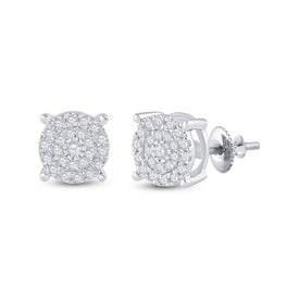 Dazzling Diamond Delight Earrings Side view from the 10Kt White Gold Womens Round Diamond Circle Cluster Earrings 1 4 Cttwpin90092 collection by Splendid Jewellery