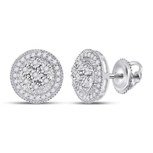 Load image into Gallery viewer, Dazzling Diamond Delight Earrings Top view from the 10Kt White Gold Womens Round Diamond Circle Cluster Earrings 1 6 Cttwpin285079 collection by Splendid Jewellery