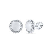 Load image into Gallery viewer, Dazzling Diamond Circle Earrings in 10kt White Gold Top view from the 10Kt White Gold Womens Round Diamond Circle Earrings 1 10 Cttwpin215692 collection by Splendid Jewellery
