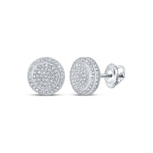 Load image into Gallery viewer, Radiant Diamond Circle Earrings - 10kt White Gold Sparkling Delight Top view from the 10Kt White Gold Womens Round Diamond Circle Earrings 1 2 Cttwpin217725 collection by Splendid Jewellery