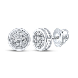 10kt White Gold Sparkling Diamond Circle Earrings Top view from the 10Kt White Gold Womens Round Diamond Circle Cluster Earrings 1 20 Cttwpin80014 collection by Splendid Jewellery