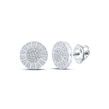 Load image into Gallery viewer, Captivating Brilliance: 10kt White Gold Round Diamond Circle Earrings Top view from the 10Kt White Gold Womens Round Diamond Circle Earrings 1 3 Cttwpin213551 collection by Splendid Jewellery