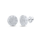 Radiant Aura: 10kt White Gold Diamond Circle Earrings Top view from the 10Kt White Gold Womens Round Diamond Circle Earrings 1 3 Cttwpin217708 collection by Splendid Jewellery