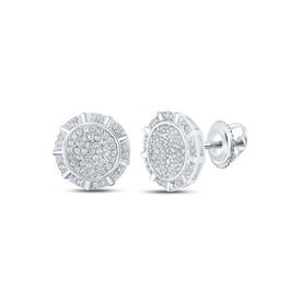 Radiant Aura: 10kt White Gold Diamond Circle Earrings Top view from the 10Kt White Gold Womens Round Diamond Circle Earrings 1 3 Cttwpin217708 collection by Splendid Jewellery