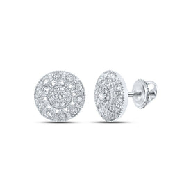 10kt White Gold Sparkling Diamond Circle Earrings Top view from the 10Kt White Gold Womens Round Diamond Circle Earrings 3 8 Cttwpin213559 collection by Splendid Jewellery
