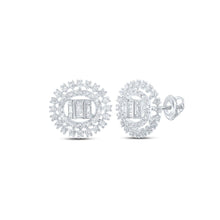Load image into Gallery viewer, Dazzling Diamond Circle Earrings in 10kt White Gold Top view from the 10Kt White Gold Womens Round Diamond Circle Earrings 7 8 Cttwpin230463 collection by Splendid Jewellery