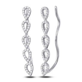 Dazzling Diamond Cascade Earrings Top view from the 10Kt White Gold Womens Round Diamond Climber Earrings 1 4 Cttwpin221551 collection by Splendid Jewellery