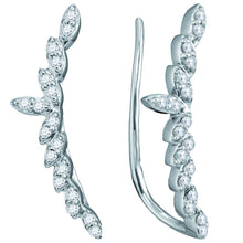 Load image into Gallery viewer, Radiant Ascent: 10kt White Gold Womens Round Diamond Climber Earrings 1/4 Cttw Top view from the 10Kt White Gold Womens Round Diamond Climber Earrings 1 4 Cttwpin221600 collection by Splendid Jewellery