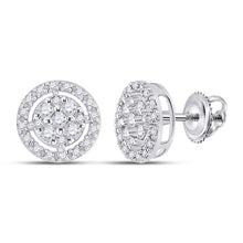 Load image into Gallery viewer, Sparkling Cluster Diamond Earrings - 10kt White Gold .01 Cttw Top view from the 10Kt White Gold Womens Round Diamond Cluster Earrings 01 Cttwpin284085 collection by Splendid Jewellery