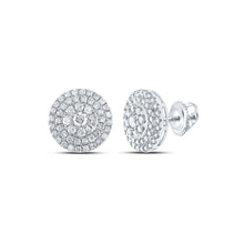 Load image into Gallery viewer, Radiant Brilliance: 10kt White Gold Diamond Cluster Earrings Top view from the 10Kt White Gold Womens Round Diamond Cluster Earrings 1 1 2 Cttwpin232288 collection by Splendid Jewellery
