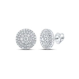 Radiant Brilliance: 10kt White Gold Diamond Cluster Earrings Top view from the 10Kt White Gold Womens Round Diamond Cluster Earrings 1 1 2 Cttwpin232288 collection by Splendid Jewellery