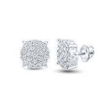Load image into Gallery viewer, Radiant Brilliance: 10kt White Gold Womens Round Diamond Cluster Earrings 1-1/2 Cttw Top view from the 10Kt White Gold Womens Round Diamond Cluster Earrings 1 1 2 Cttwpin217544 collection by Splendid Jewellery