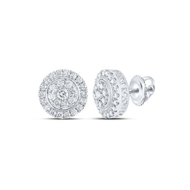 Dazzling Diamond Brilliance Earrings Top view from the 10Kt White Gold Womens Round Diamond Cluster Earrings 1 1 4 Cttwpin232245 collection by Splendid Jewellery