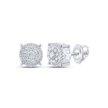 Load image into Gallery viewer, 10kt White Gold Diamond Brilliance Cluster Earrings: A Captivating Radiance Top view from the 10Kt White Gold Womens Round Diamond Cluster Earrings 1 Cttwpin286069 collection by Splendid Jewellery