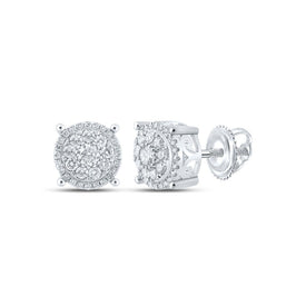 10kt White Gold Diamond Brilliance Cluster Earrings: A Captivating Radiance Top view from the 10Kt White Gold Womens Round Diamond Cluster Earrings 1 Cttwpin286069 collection by Splendid Jewellery