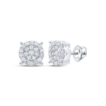 Load image into Gallery viewer, Dazzling Diamond Delight Earrings Top view from the 10Kt White Gold Womens Round Diamond Cluster Earrings 1 Cttwpin286311 collection by Splendid Jewellery