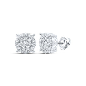 Dazzling Diamond Delight Earrings Top view from the 10Kt White Gold Womens Round Diamond Cluster Earrings 1 Cttwpin286311 collection by Splendid Jewellery