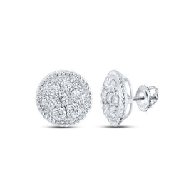 Dazzling Brilliance: 10kt White Gold Diamond Cluster Earrings Top view from the 10Kt White Gold Womens Round Diamond Cluster Earrings 1 Cttwpin213531 collection by Splendid Jewellery
