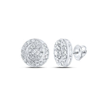 Load image into Gallery viewer, Radiant Brilliance: 10kt White Gold Womens Round Diamond Cluster Earrings Top view from the 10Kt White Gold Womens Round Diamond Cluster Earrings 1 Cttwpin232286 collection by Splendid Jewellery