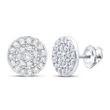 Load image into Gallery viewer, Dazzling Diamond Delight Earrings Top view from the 10Kt White Gold Womens Round Diamond Cluster Earrings 1 Cttwpin289829 collection by Splendid Jewellery