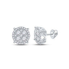 Load image into Gallery viewer, Dazzling Diamond Delight Earrings Top view from the 10Kt White Gold Womens Round Diamond Cluster Earrings 1 Cttwpin217589 collection by Splendid Jewellery