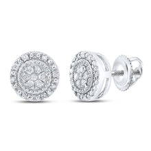 Load image into Gallery viewer, Sparkling Diamond Cluster Earrings in 10kt White Gold - Timeless Elegance for Every Occasion Top view from the 10Kt White Gold Womens Round Diamond Cluster Earrings 1 10 Cttwpin289412 collection by Splendid Jewellery