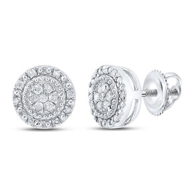 Sparkling Diamond Cluster Earrings in 10kt White Gold - Timeless Elegance for Every Occasion Top view from the 10Kt White Gold Womens Round Diamond Cluster Earrings 1 10 Cttwpin289412 collection by Splendid Jewellery