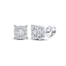 Load image into Gallery viewer, Dazzling Brilliance: 10kt White Gold Womens Round Diamond Cluster Earrings 1/2 Cttw Top view from the 10Kt White Gold Womens Round Diamond Cluster Earrings 1 2 Cttwpin289378 collection by Splendid Jewellery