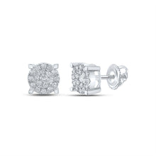 Load image into Gallery viewer, Dazzling Brilliance: 10kt White Gold Womens Round Diamond Cluster Earrings 1/2 Cttw Top view from the 10Kt White Gold Womens Round Diamond Cluster Earrings 1 2 Cttwpin223718 collection by Splendid Jewellery