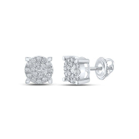 Dazzling Brilliance: 10kt White Gold Womens Round Diamond Cluster Earrings 1/2 Cttw Top view from the 10Kt White Gold Womens Round Diamond Cluster Earrings 1 2 Cttwpin223718 collection by Splendid Jewellery