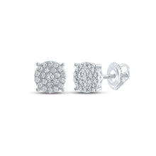 Load image into Gallery viewer, Dazzling Diamond Delight Earrings Top view from the 10Kt White Gold Womens Round Diamond Cluster Earrings 1 2 Cttwpin232460 collection by Splendid Jewellery