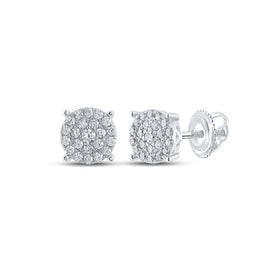 Dazzling Diamond Delight Earrings Top view from the 10Kt White Gold Womens Round Diamond Cluster Earrings 1 2 Cttwpin232460 collection by Splendid Jewellery