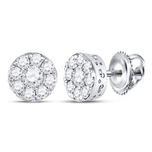 Load image into Gallery viewer, Sparkling Brilliance: 10kt White Gold Diamond Cluster Earrings - Top View