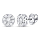 Sparkling Brilliance: 10kt White Gold Diamond Cluster Earrings - Top View