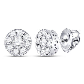Sparkling Brilliance: 10kt White Gold Diamond Cluster Earrings - Top View