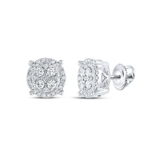 Load image into Gallery viewer, Sparkling Cluster Diamond Earrings in 10kt White Gold Top view from the 10Kt White Gold Womens Round Diamond Cluster Earrings 1 2 Cttwpin217587 collection by Splendid Jewellery