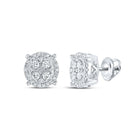 Sparkling Cluster Diamond Earrings in 10kt White Gold Top view from the 10Kt White Gold Womens Round Diamond Cluster Earrings 1 2 Cttwpin217587 collection by Splendid Jewellery