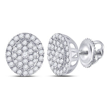 Load image into Gallery viewer, Dazzling Diamond Delight Earrings Top view from the 10Kt White Gold Womens Round Diamond Cluster Earrings 1 2 Cttwpin282556 collection by Splendid Jewellery