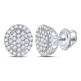 Dazzling Diamond Delight Earrings Top view from the 10Kt White Gold Womens Round Diamond Cluster Earrings 1 2 Cttwpin282556 collection by Splendid Jewellery