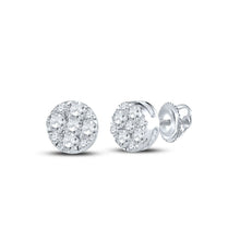 Load image into Gallery viewer, Dazzling Brilliance: 10kt White Gold Womens Round Diamond Cluster Earrings 1/2 Cttw Top view from the 10Kt White Gold Womens Round Diamond Cluster Earrings 1 2 Cttwpin237524 collection by Splendid Jewellery