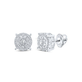 Dazzling Diamond Delight Earrings Top view from the 10Kt White Gold Womens Round Diamond Cluster Earrings 1 2 Cttwpin286096 collection by Splendid Jewellery