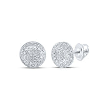 Load image into Gallery viewer, Radiant Brilliance: 10kt White Gold Womens Round Diamond Cluster Earrings 1/3 Cttw Top view from the 10Kt White Gold Womens Round Diamond Cluster Earrings 1 3 Cttwpin217706 collection by Splendid Jewellery