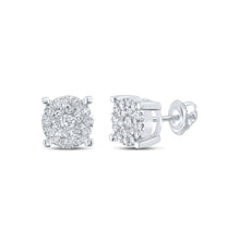 Load image into Gallery viewer, 10kt Sparkling Diamond Cluster Earrings in White Gold - Timeless Elegance by Splendid Jewellery Top view from the 10Kt White Gold Womens Round Diamond Cluster Earrings 1 5 Cttwpin223714 collection by Splendid Jewellery