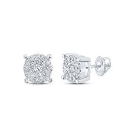 10kt Sparkling Diamond Cluster Earrings in White Gold - Timeless Elegance by Splendid Jewellery Top view from the 10Kt White Gold Womens Round Diamond Cluster Earrings 1 5 Cttwpin223714 collection by Splendid Jewellery