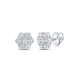 Radiant Brilliance: 10kt White Gold Womens Round Diamond Cluster Earrings 1/3 Cttw Top view from the 10Kt White Gold Womens Round Diamond Cluster Earrings 1 3 Cttwpin219586 collection by Splendid Jewellery