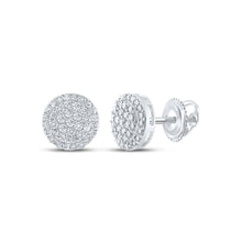 Load image into Gallery viewer, Dazzling Diamond Delight Earrings Top view from the 10Kt White Gold Womens Round Diamond Cluster Earrings 1 3 Cttwpin286818 collection by Splendid Jewellery