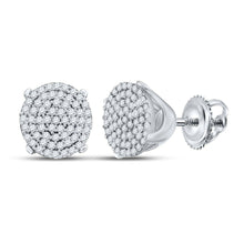 Load image into Gallery viewer, Dazzling Diamond Delight Earrings Top view from the 10Kt White Gold Womens Round Diamond Circle Cluster Stud Earrings 1 3 Cttwpin14877 collection by Splendid Jewellery