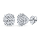 Dazzling Diamond Delight Earrings Top view from the 10Kt White Gold Womens Round Diamond Circle Cluster Stud Earrings 1 3 Cttwpin14877 collection by Splendid Jewellery