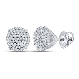 Dazzling Diamond Delight Earrings Top view from the 10Kt White Gold Womens Round Diamond Circle Cluster Stud Earrings 1 3 Cttwpin14877 collection by Splendid Jewellery