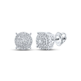Sparkling Cluster of Diamonds: 10kt White Gold Womens Round Diamond Cluster Earrings 1/3 Cttw Top view from the 10Kt White Gold Womens Round Diamond Cluster Earrings 1 3 Cttwpin286099 collection by Splendid Jewellery